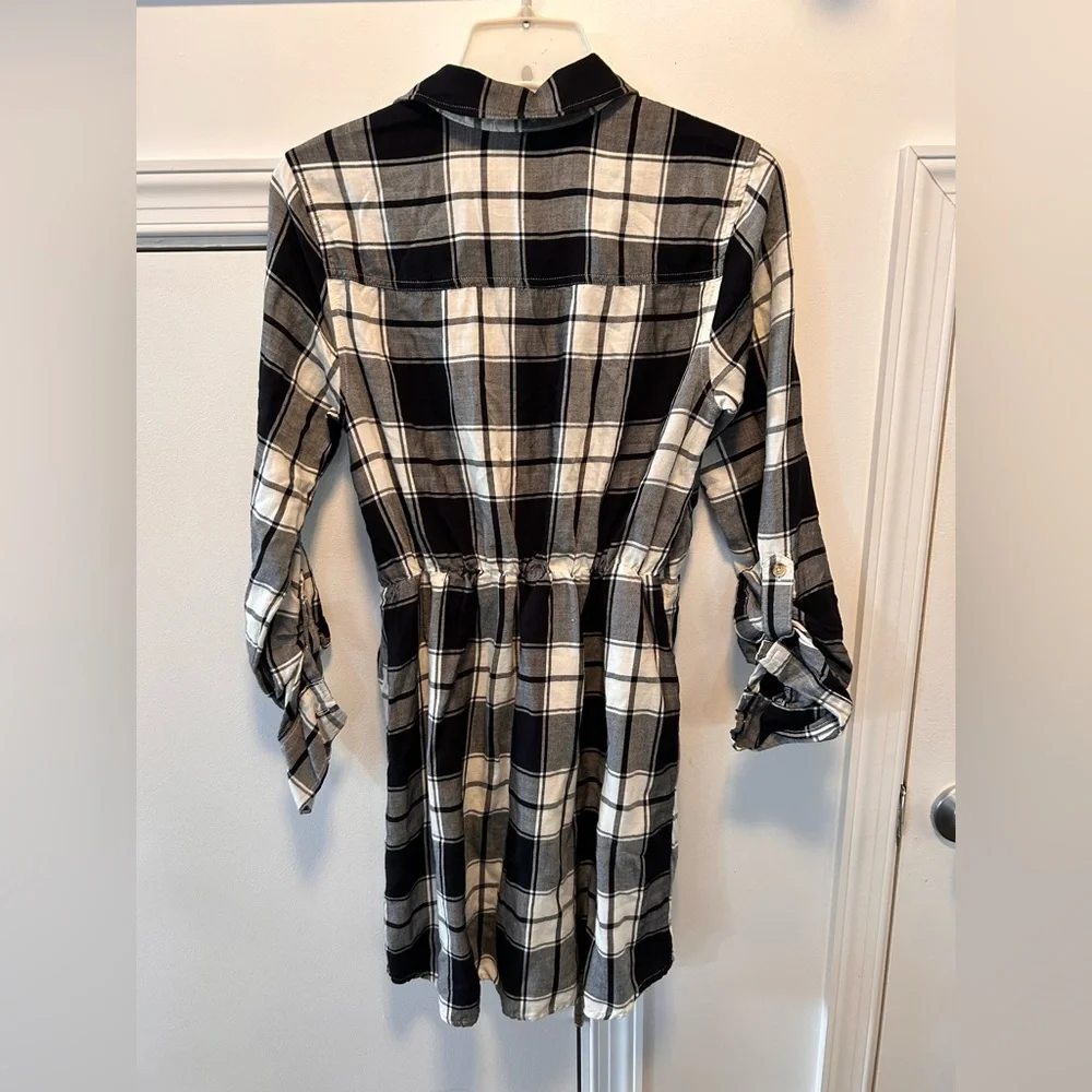 abercrombie‎ & fitch dress small Black And White Plaid Buttons in Front Babydoll